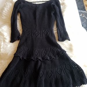 💫Black Crochet Gothic Lolita Long Sleeve Dress💫